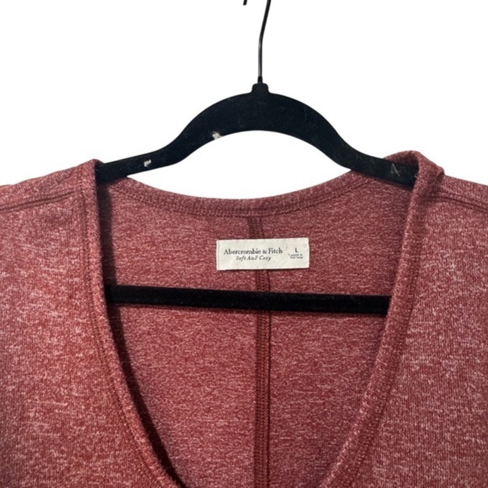 Abercrombie & Fitch Soft A&F Cozy Womens Large‎ Burgundy Good V-Neck Long Sleeve - Picture 6 of 11
